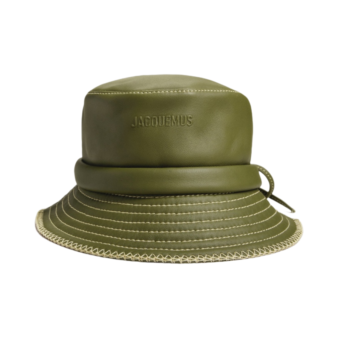 자크뮈스 르 밥 멘탈로 레더 노티드 버킷햇 카키(Jacquemus Le Bob Mentalo Leather Knotted Bucket Hat Khaki) - 1
