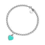 Tiffany & Co. Return to Tiffany Blue Heart Tag Bead Bracelet 4mm Silver with Diamonds