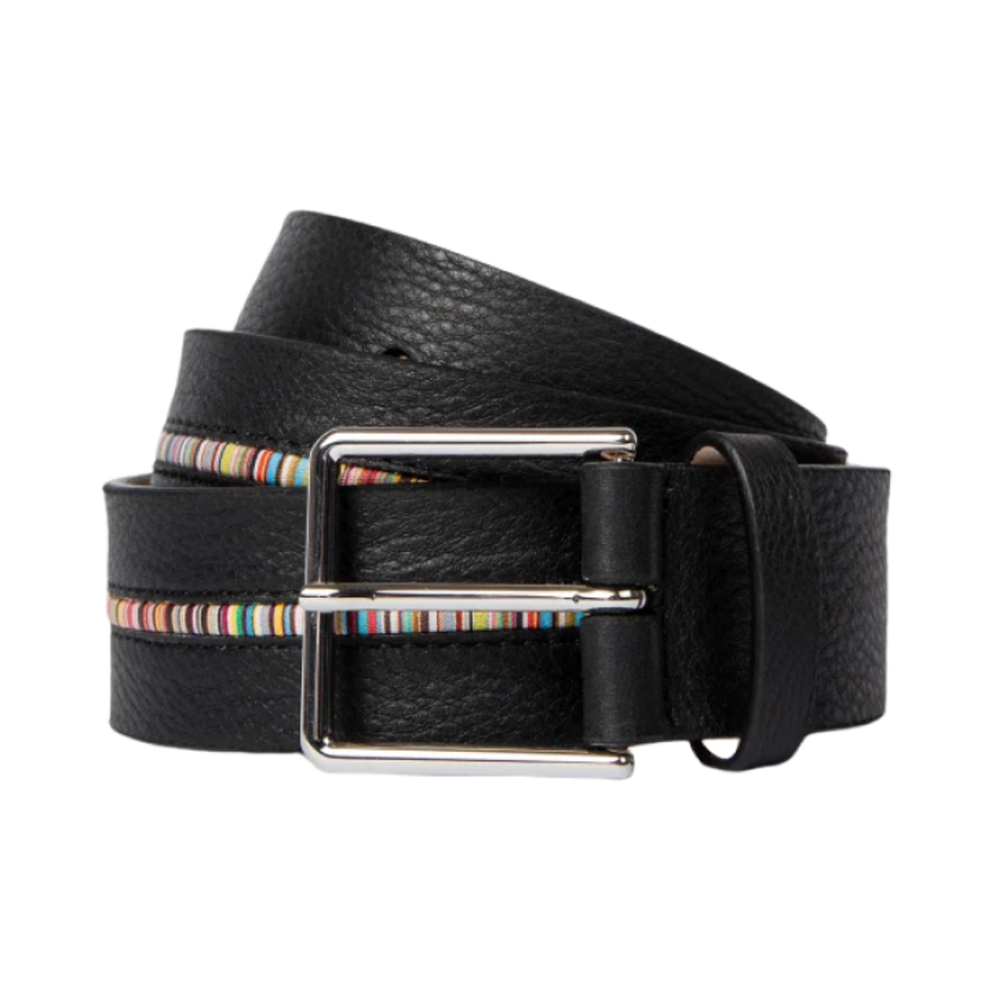 폴 스미스 그레인드 레더 시그니쳐 스트라이프 벨트 블랙(Paul Smith Grained Leather Signature Stripe Belt Black)
