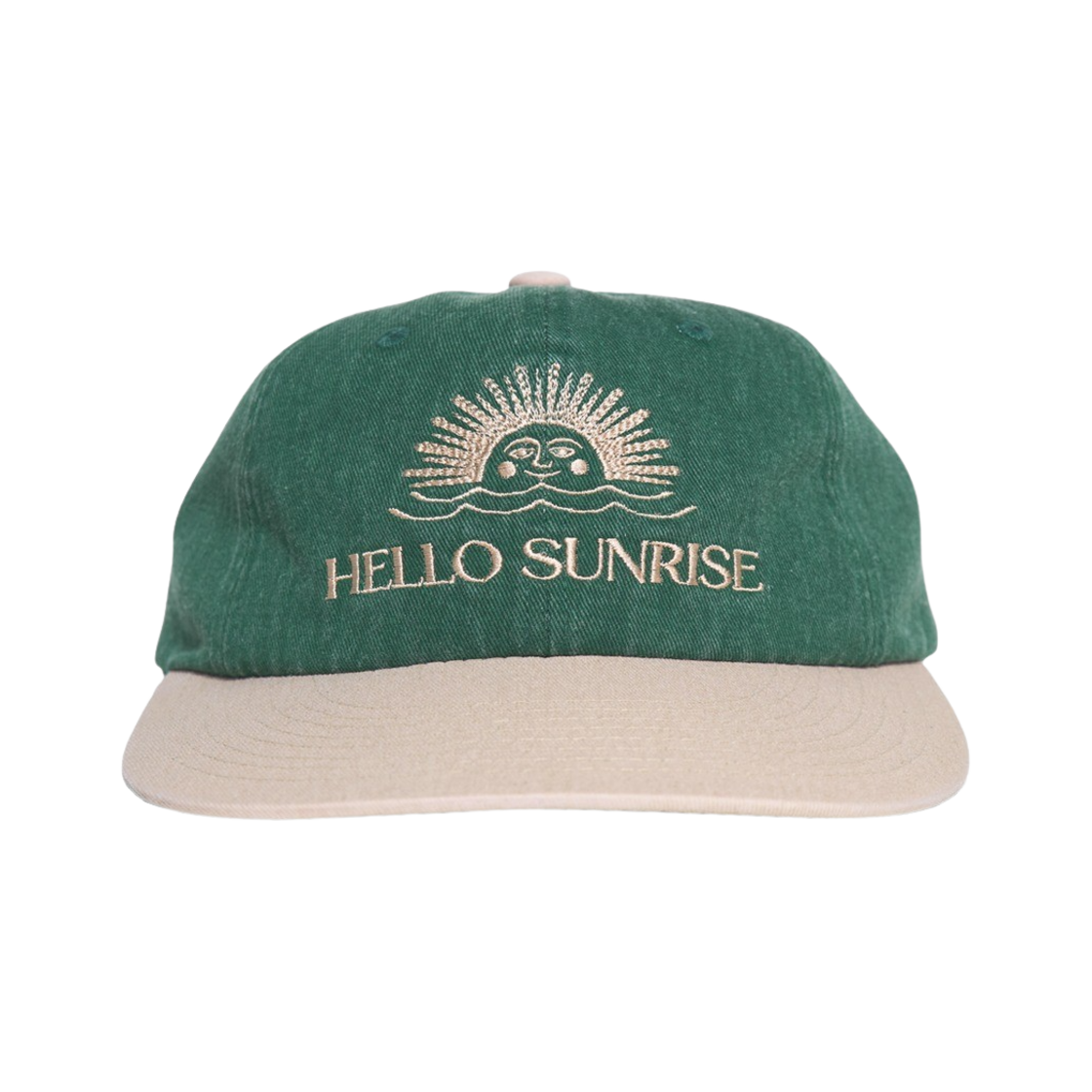 헬로선라이즈 투톤 워시드 오지 로고 캡 그린 & 베이지