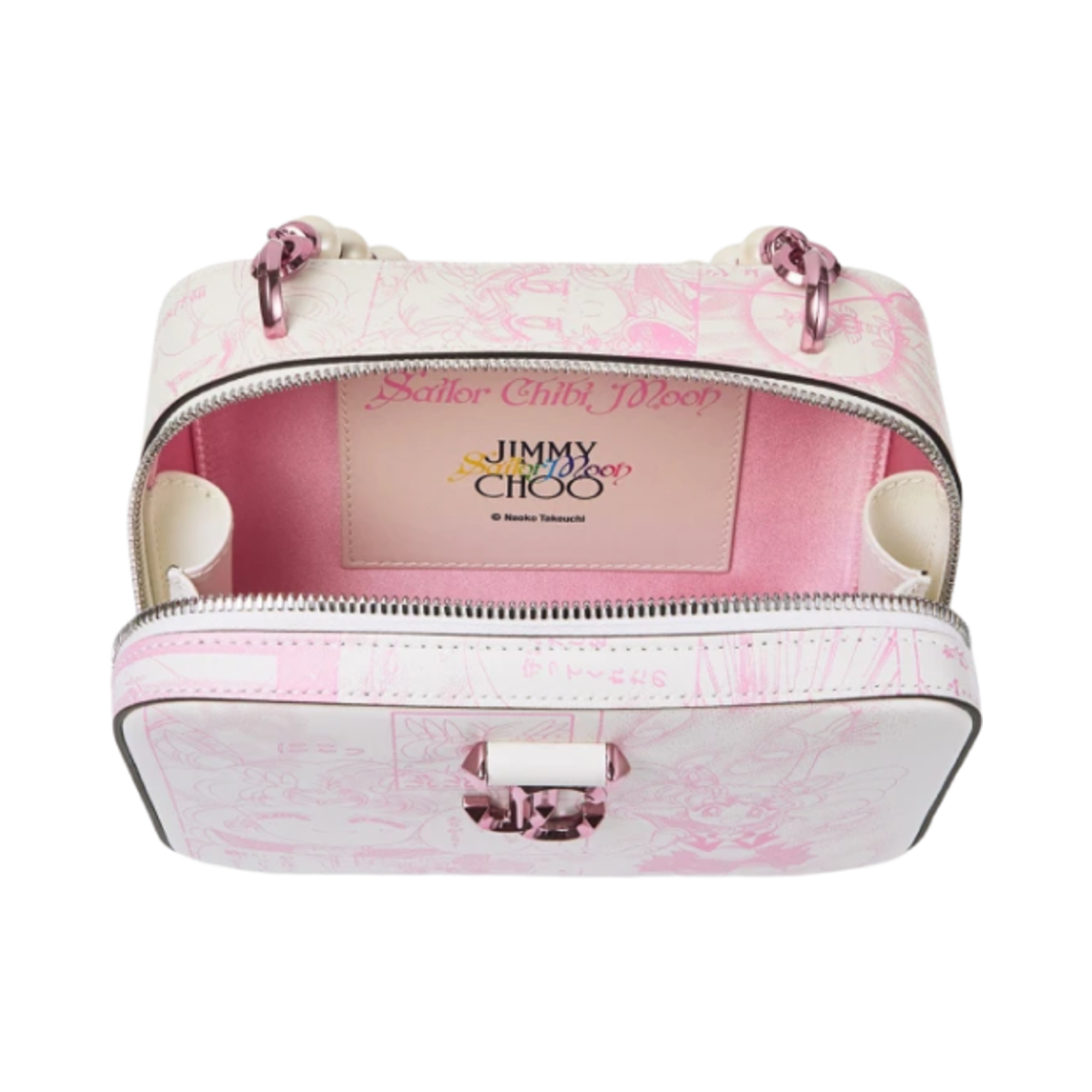 (W) 지미추 x 미소녀 전사 세일러문 세일러 치비 문 애비뉴 베니티 백 베이비 핑크 화이트((W) Jimmy Choo x Pretty Guardian Sailor Moon Sailor Chibi Moon Avenue Vanity Bag Baby Pink White) - 3