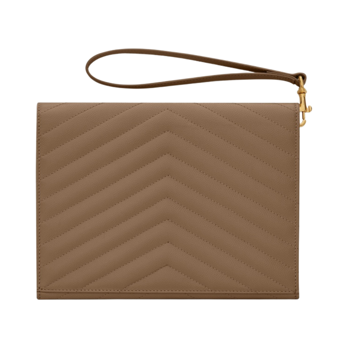 생로랑 퀼티드 그랑 드 뿌드르 엠보스 레더 카산드라 마틀라세 플랩 파우치 토프(Saint Laurent Cassandre Matelasse Flap Pouch in Quilted Grain de Poudre Embossed Leather Taupe) - 2