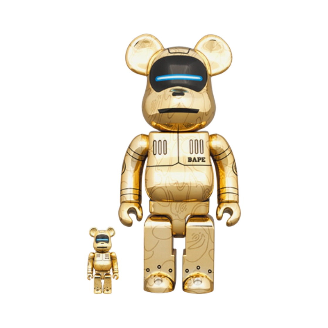 베어브릭 x 베이프 x 하지메 소라야마 베이비 마일로 100% & 400% 세트 골드(Bearbrick x BAPE x Hajime Sorayama Baby Milo 100% & 400% Set Gold) - 1