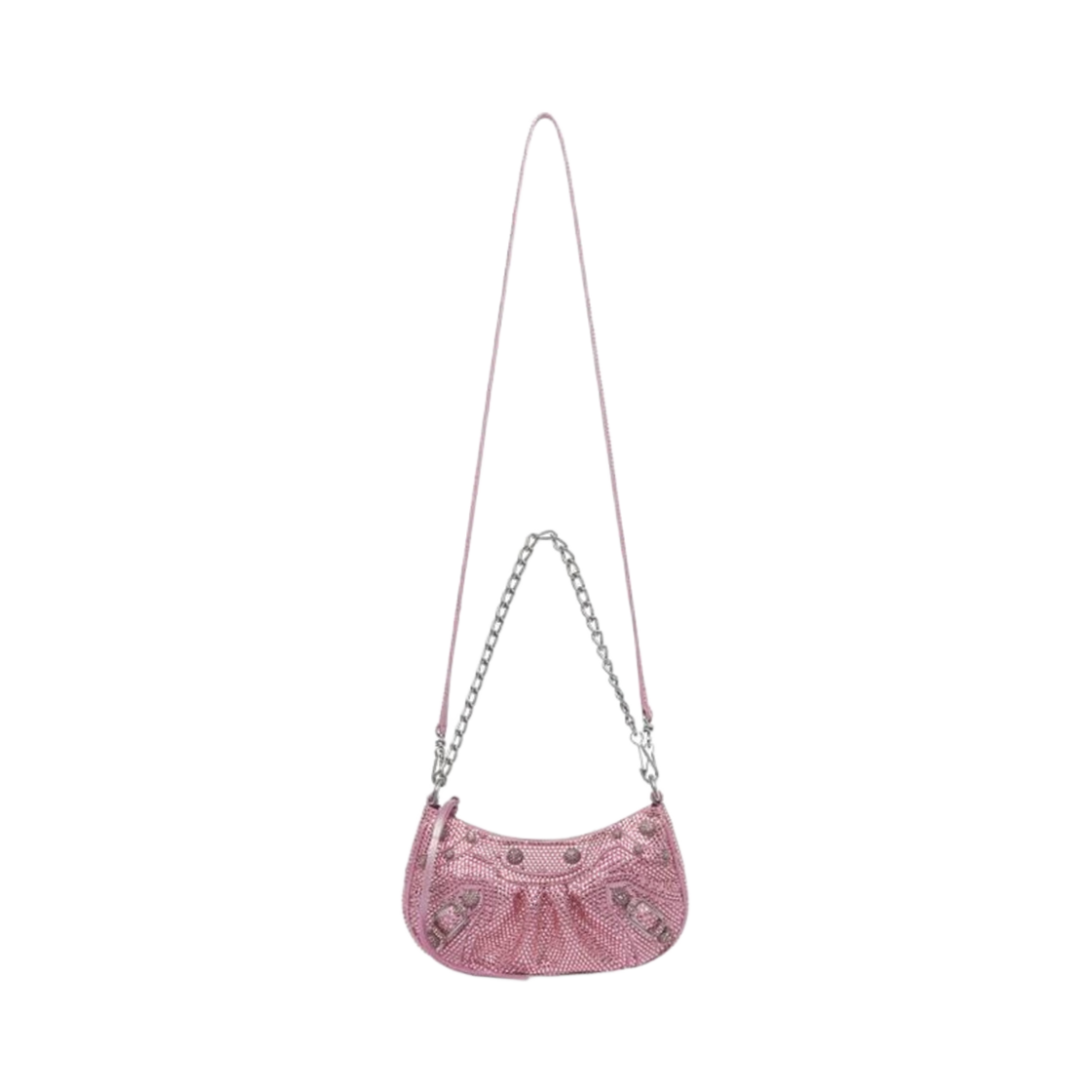 발렌시아가 르 카골 미니백 체인 앤 라인스톤 라이트 핑크(Balenciaga Le Cagole Mini Bag with Chain And Rhinestones Light Pink) - 4