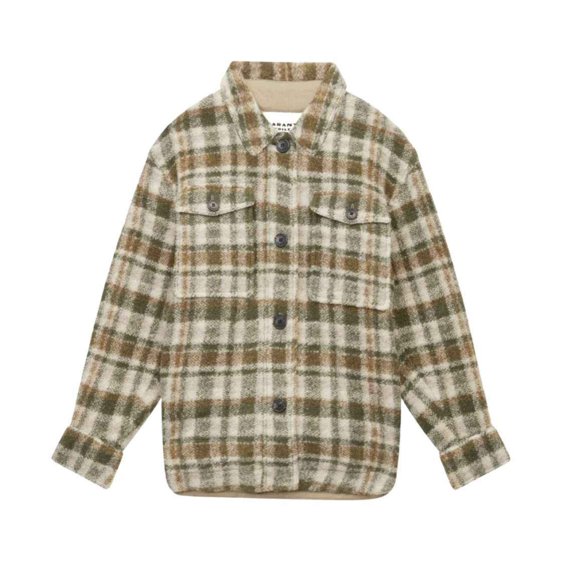 MA0020FD-B3D04E-KAEC (W) Isabel Marant Harveli Coat Khaki Ecru - 24FW