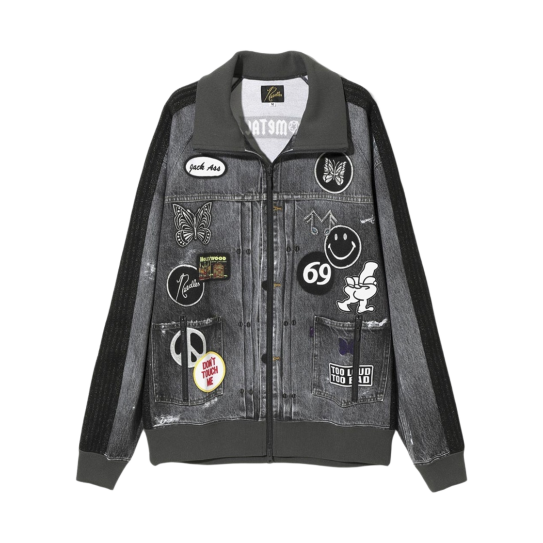 니들스 x 미드나잇 스튜디오 트랙 자켓 폴리 스무스 트롱프 뢰유 블랙(Needles x Midnight Studios Track Jacket Poly Smooth Trompe L'oeil Black) - 1