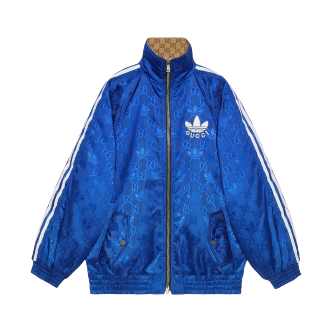 (W) 구찌 x 아디다스 GG 캔버스 리버서블 봄버 자켓 베이지 에보니((W) Gucci x Adidas GG Canvas Reversible Bomber Jacket Beige Ebony) - 2