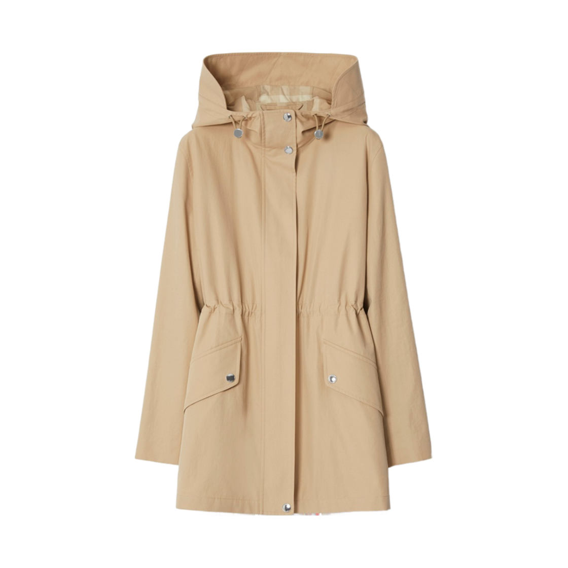 (W) 버버리 트로피컬 개버딘 후드 파카 소프트 펀((W) Burberry Tropical Gabardine Hooded Parka Soft Fawn) - 1