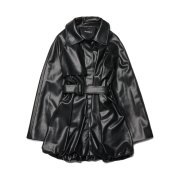 GOEN.J Exaggerated Vegan Leather Trench Jacket Black