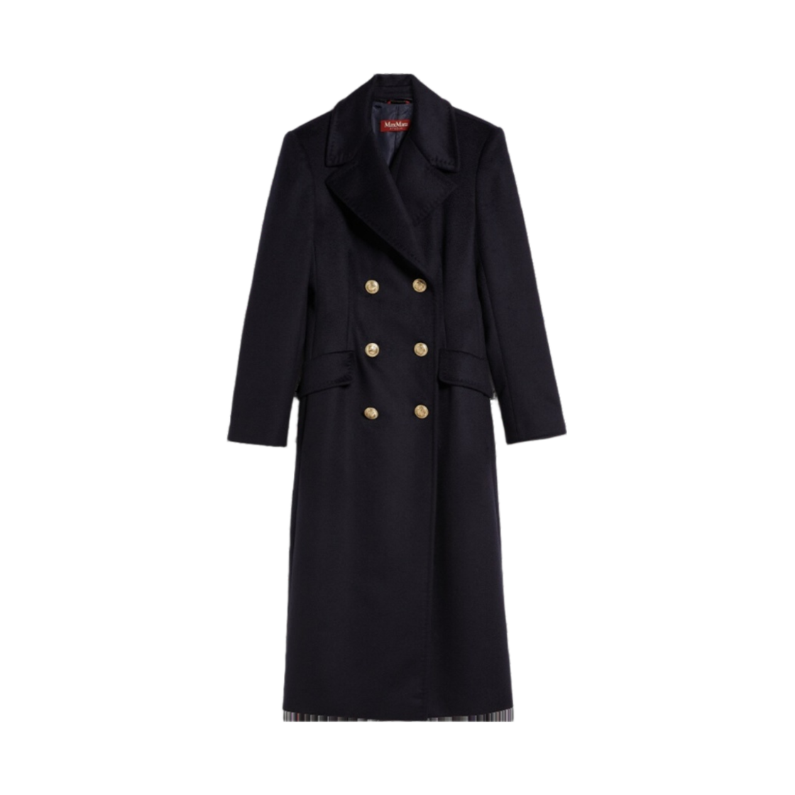 (W) 막스마라 스튜디오 카라보 더블 브레스티드 울 코트 네이비((W) Max Mara Studio Carabo Double Breasted Wool Coat Navy) - 1
