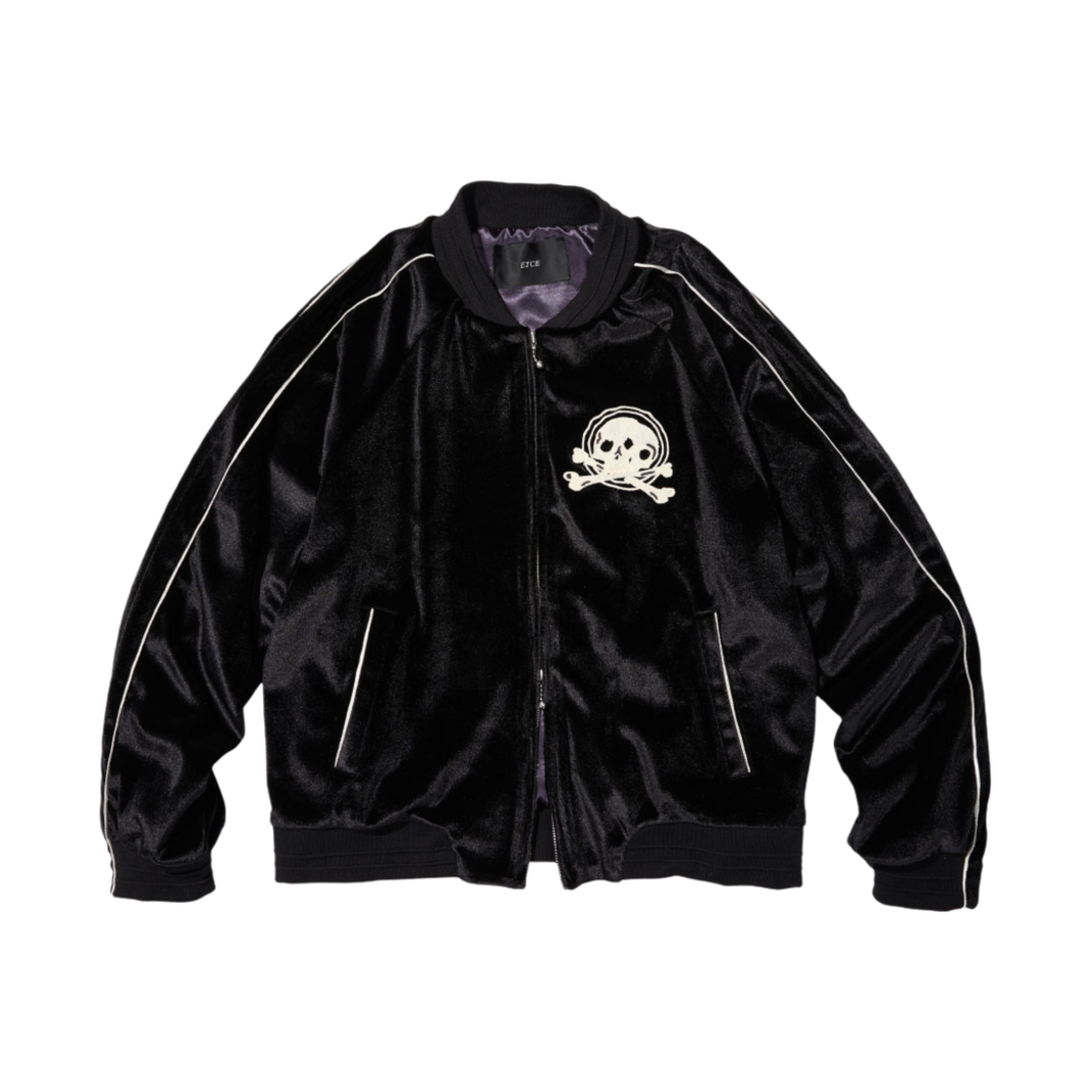 ET2403JK08BK ETCE Skull Velvet Souvenir Jacket Black