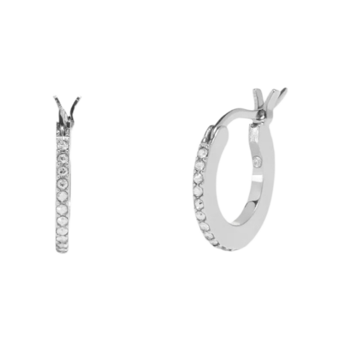 (W) 코치 파베 허기 이어링 실버 클리어((W) Coach Pave Huggie Earrings Silver Clear) - 1