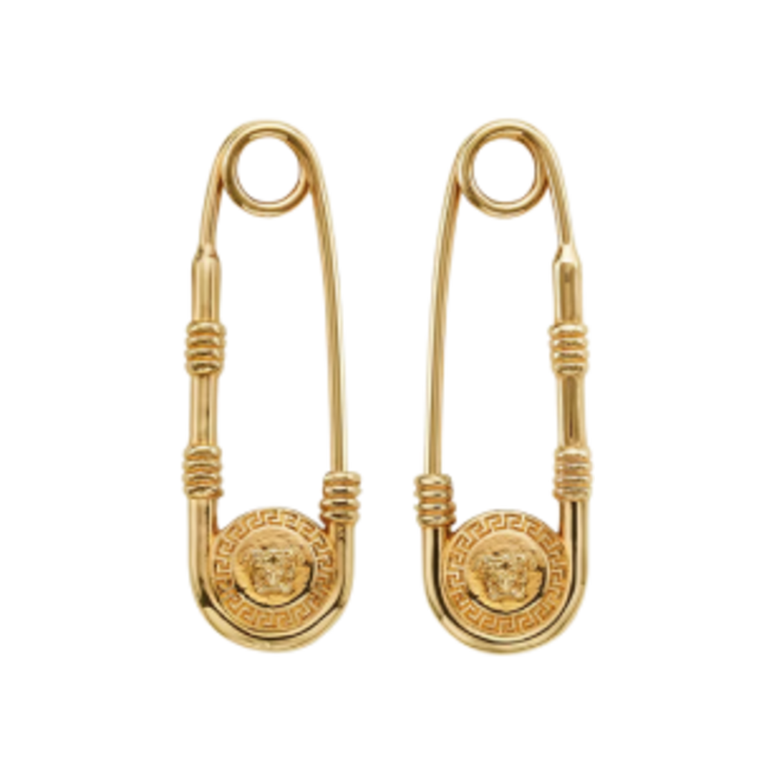 1004827-1A00620-3J000 Versace Safety Pin Earrings Light Gold