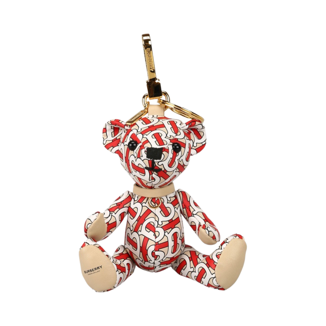 버버리 모노그램 프린트 레더 토마스 베어 키 참 레드