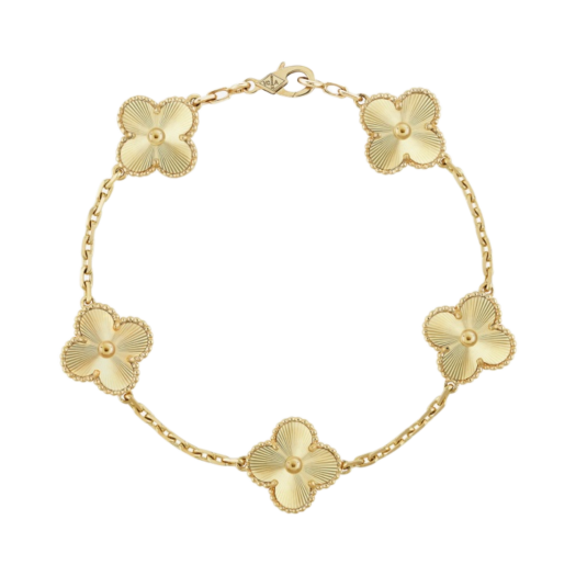 (W) Van Cleef & Arpels Vintage Alhambra Bracelet 5 Motifs Yellow Gold