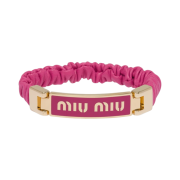 (W) Miu Miu Nappa Leather and Metal Bracelet With Logo Fuchsia