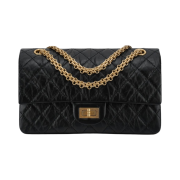 Chanel Medium 2.55 Handbag Aged Calfskin & Gold Black