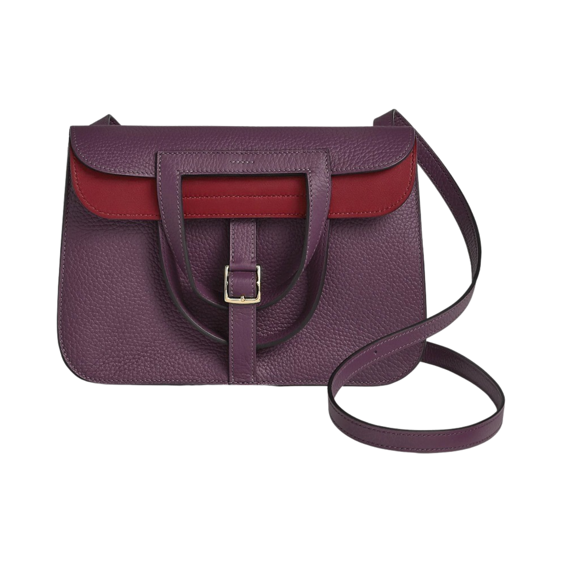 에르메스 할잔 25 베르소 백 클레망스 & 골드 하드웨어 까시스 루즈 그르나(Hermes Halzan 25 Verso Bag Clemence & Gold Cassis Rouge Grenat) - 1