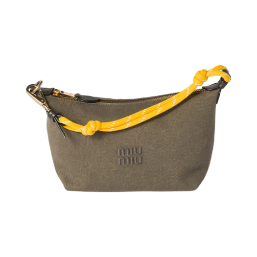 Miu Miu Gabardine Pouch Olive Green Yellow