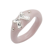 Nff Ribbon Metal Ring Pink