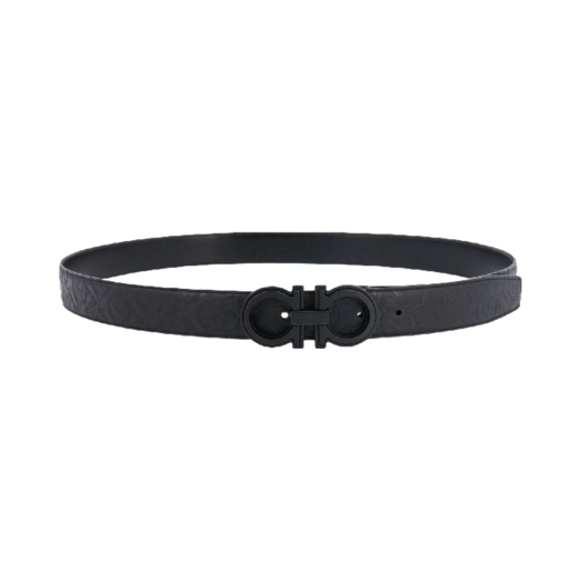Ferragamo Reversible and Adjustable Gancini Belt Black