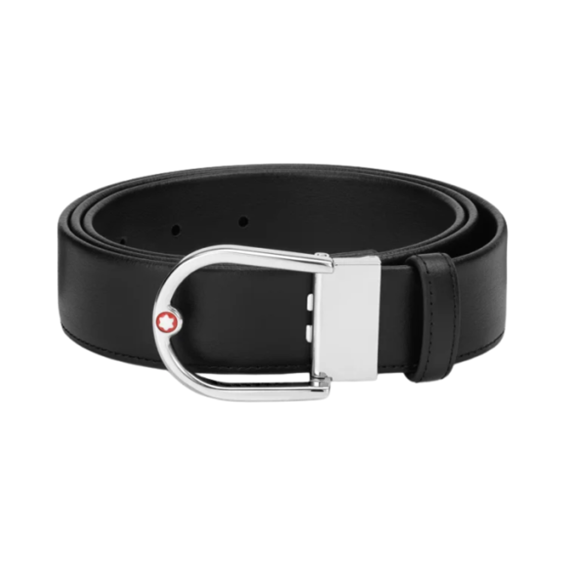 198636 Montblanc Horseshoe Buckle 35mm Leather Belt Black