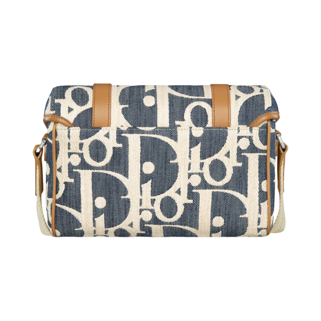 디올 힛 더 로드 메신저 백  플랩 라피아 이펙트 디올 오블리크 데님  그레인드 카프스킨 블루 베이지 브라운(Dior Hit The Road Messenger Bag with Flap Raffia Effect Dior Oblique Denim with Grained Calfskin Blue Beige Brown) - 3