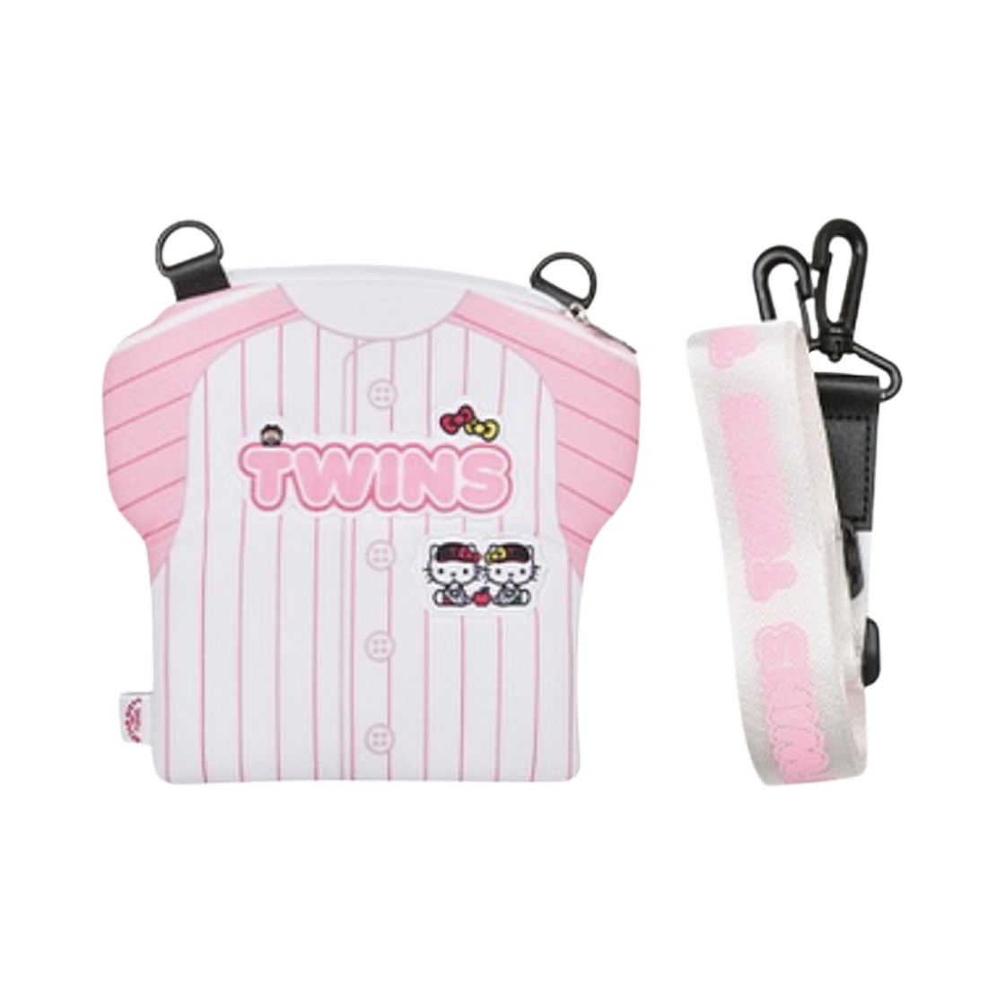 LG 트윈스 x 헬로 키티 패션 유니폼 파우치백 화이트 핑크(LG Twins x Hello Kitty Fashion Uniform Pouch Bag White Pink)