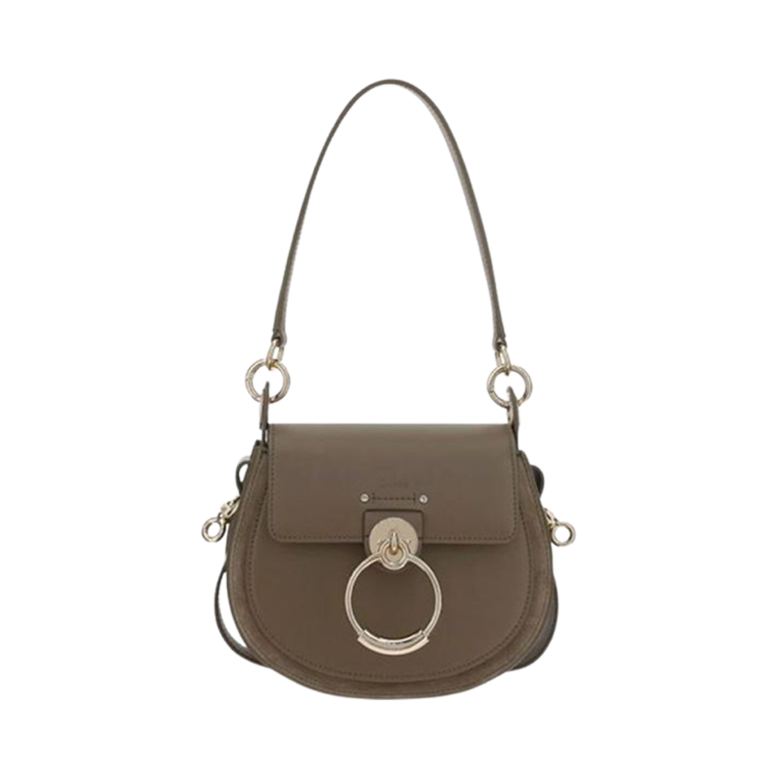 CHC22SS153G3121Q Chloe Small Tess Bag in Shiny & Suede Calfskin Deep Khaki