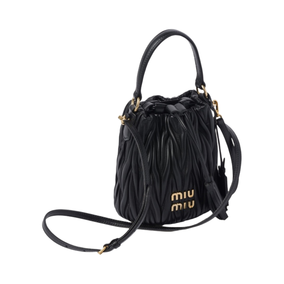 미우 미우 마테라쎄 나파 가죽 버킷백 블랙(Miu Miu Matelasse Nappa Leather Bucket Bag Black) - 2