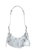 Balenciaga Le Cagole XS Shoulder Bag Denim with Rhinestones Light Blue