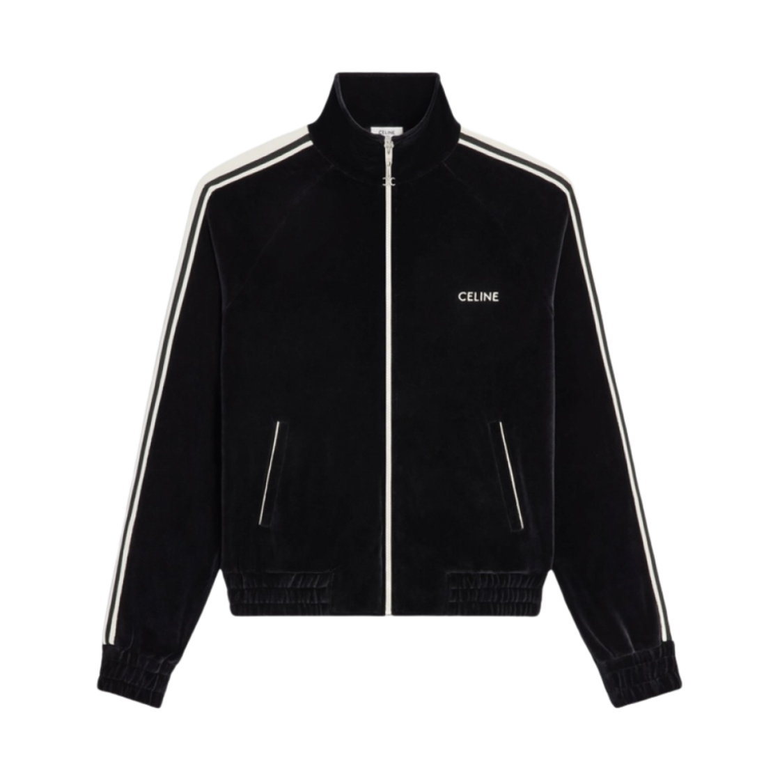 셀린느 트랙수트 자켓 벨벳 저지 블랙 화이트(Celine Tracksuit Jacket in Velvet Jersey Black White)
