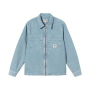 Stussy Denim Zip Up Work Shirt Stone Wash