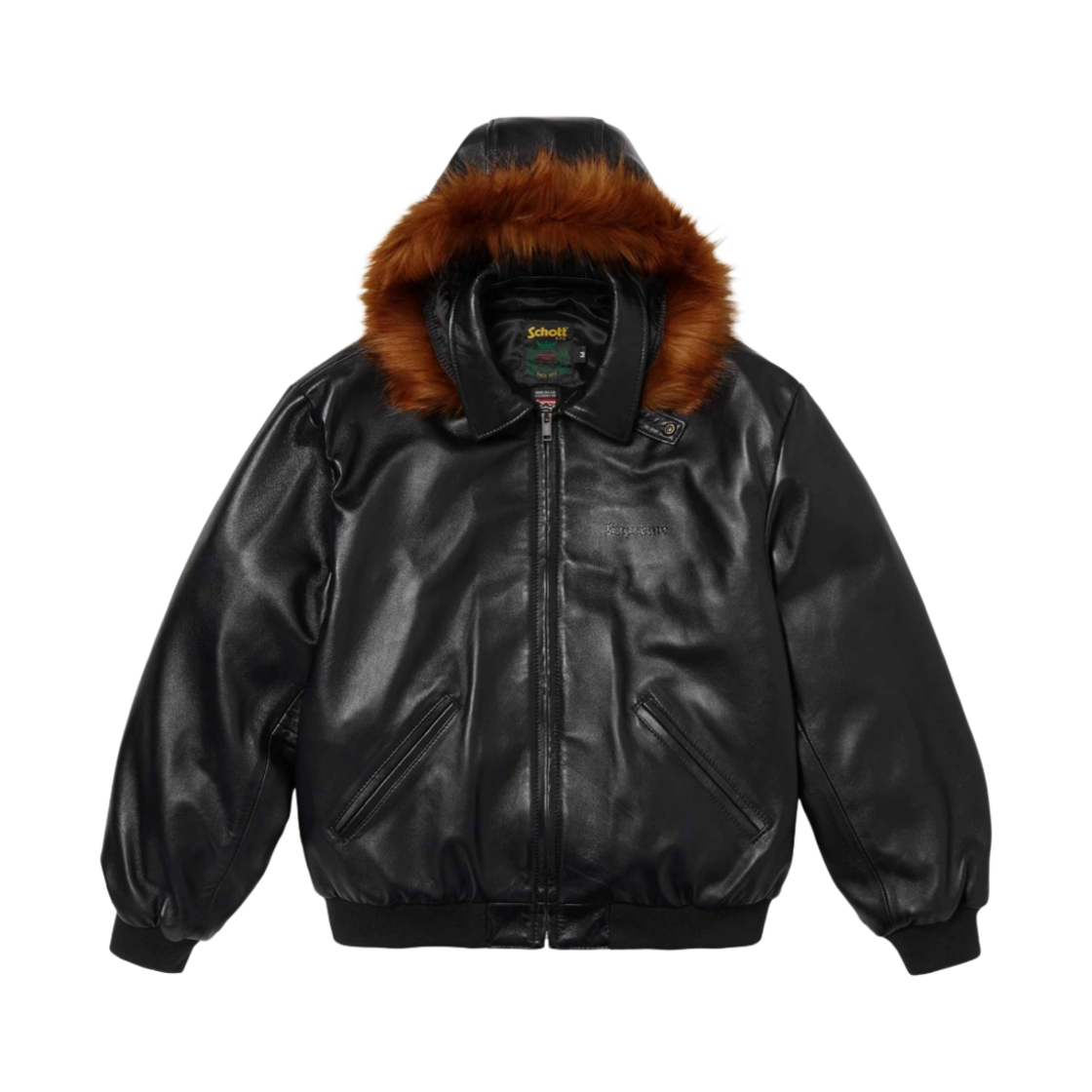 - Supreme x Schott Hooded Leather Bomber Jacket Black - 24SS