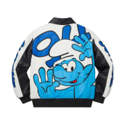 Supreme Smurfs Leather Varsity Jacket Black - 20FW