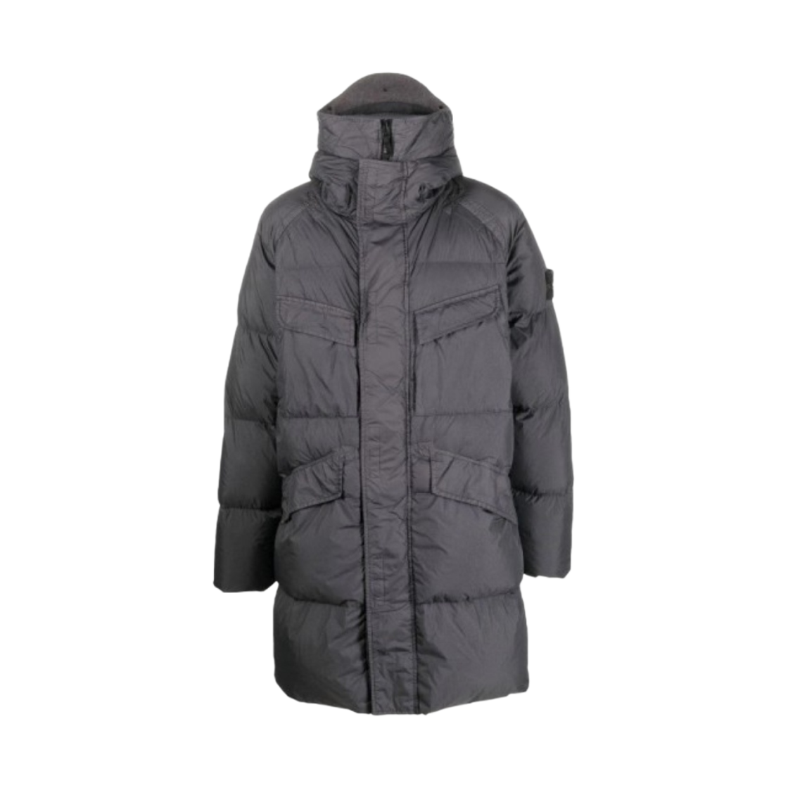 스톤 아일랜드 70123 크링클랩스 후드 롱 다운 자켓 다크 그레이 - 22FW(Stone Island 70123 Crinkle Reps Hooded Long Down Jacket Dark Grey - 22FW)