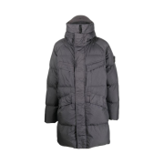 Stone Island 70123 Crinkle Reps Hooded Long Down Jacket Dark Grey - 22FW