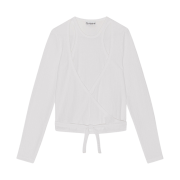 (W) Ganni Rib Jersey Wrap Blouse Bright White