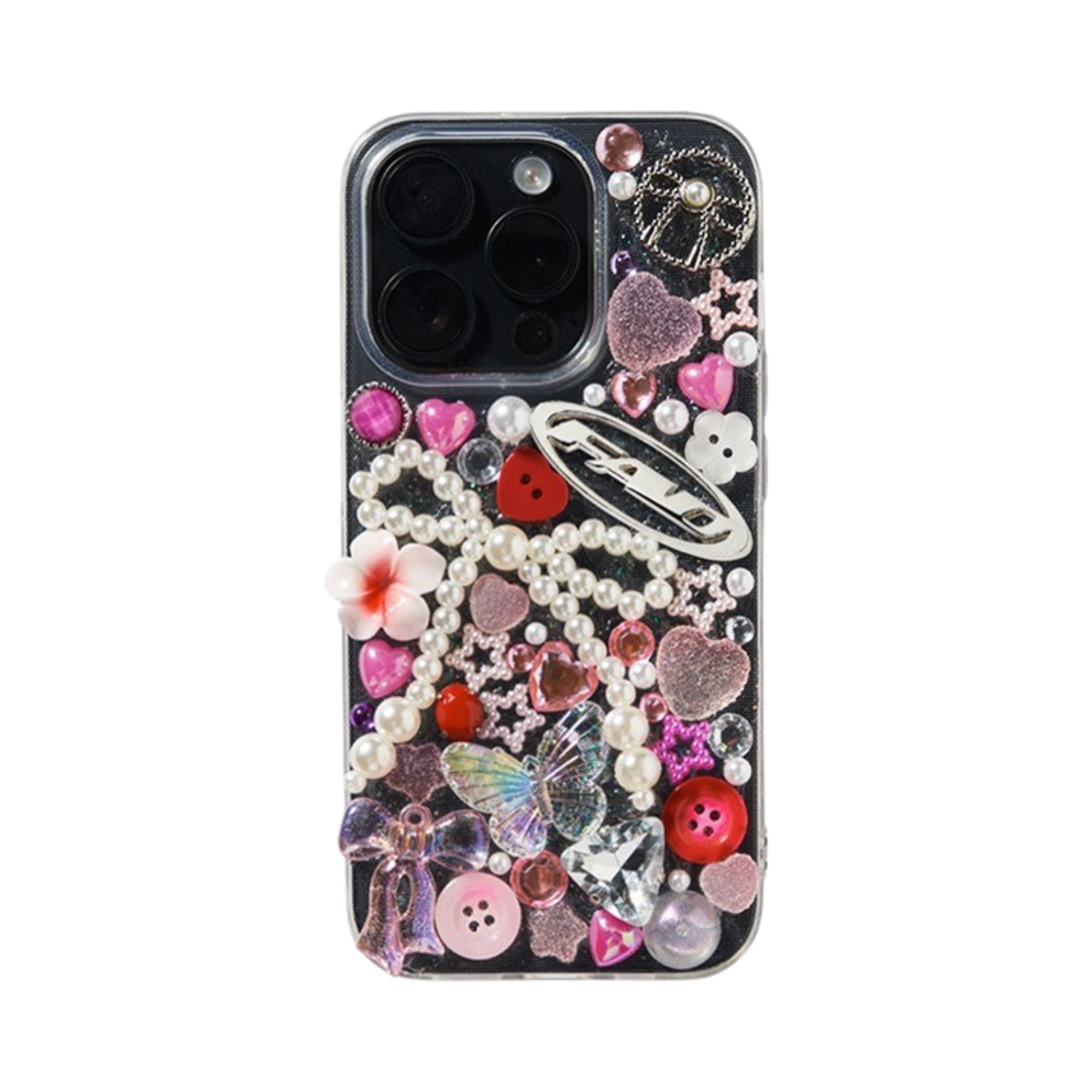 S30567 FAD Pearl Ribbon Phone Case Pink