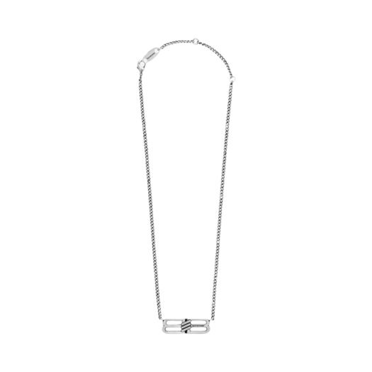 696223TZ99I0911 Balenciaga BB Icon Necklace Antique Silver