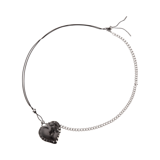 AJ023 Aloi Blackletter Heart Necklace Black
