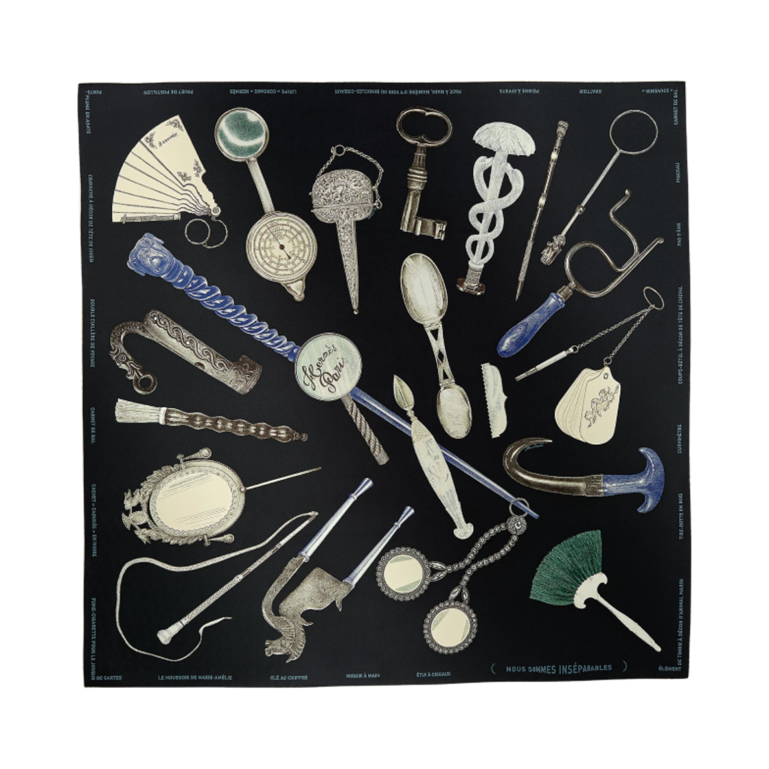 (W) 에르메스 누 쏨 앙쎄빠라블 스카프 90 카방 앙트라시트 크렘((W) Hermes Nous Sommes Inseparables Scarf 90 Caban Anthracite Creme) - 1