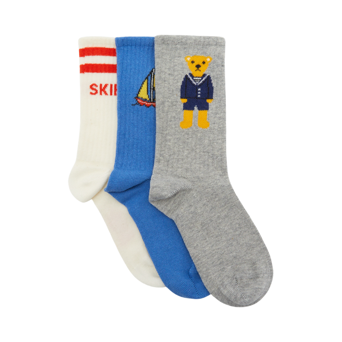 (키즈) 미니 로디니 삭스 정식 블루 (3팩)((Kids) Mini Rodini Socks Blue (3 Pack))