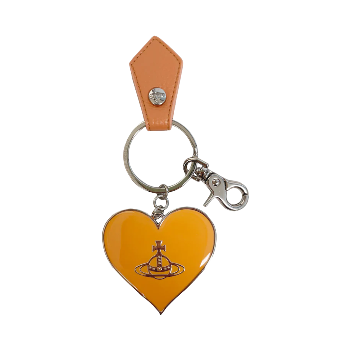 8203011WU-OM0014-G405 Vivienne Westwood Mirror Heart Orb Keyring Peach