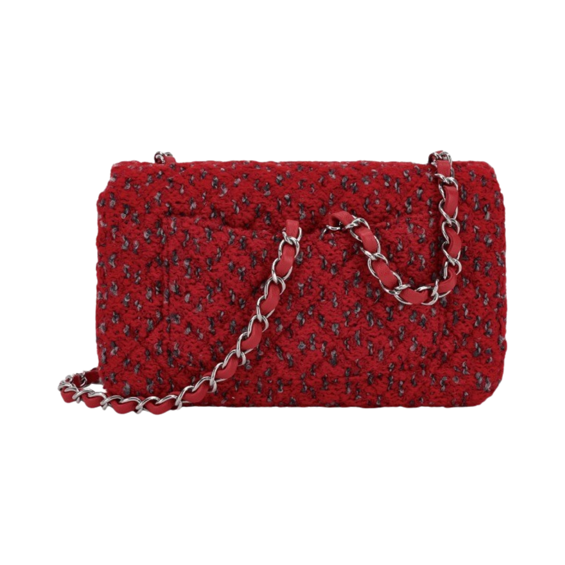 샤넬 미니 플랩백 울 트위드 & 실버 메탈 레드(Chanel Mini Flap Bag Wool Tweed & Silver Red) - 2