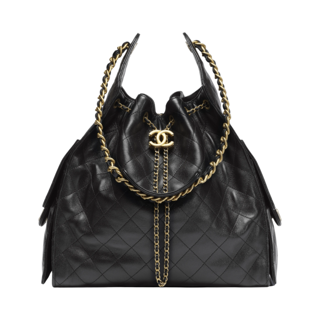 샤넬 25 미디움 핸드백 그레인드 카프스킨 & 골드 메탈 블랙(Chanel 25 Medium Handbag Grained Calfskin & Gold Black)