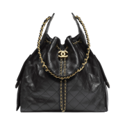 Chanel 25 Medium Handbag Grained Calfskin & Gold Black
