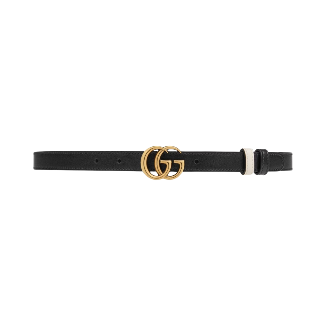659418-0YATC-1089 (W) Gucci GG Marmont Reversible Thin Belt White Leather
