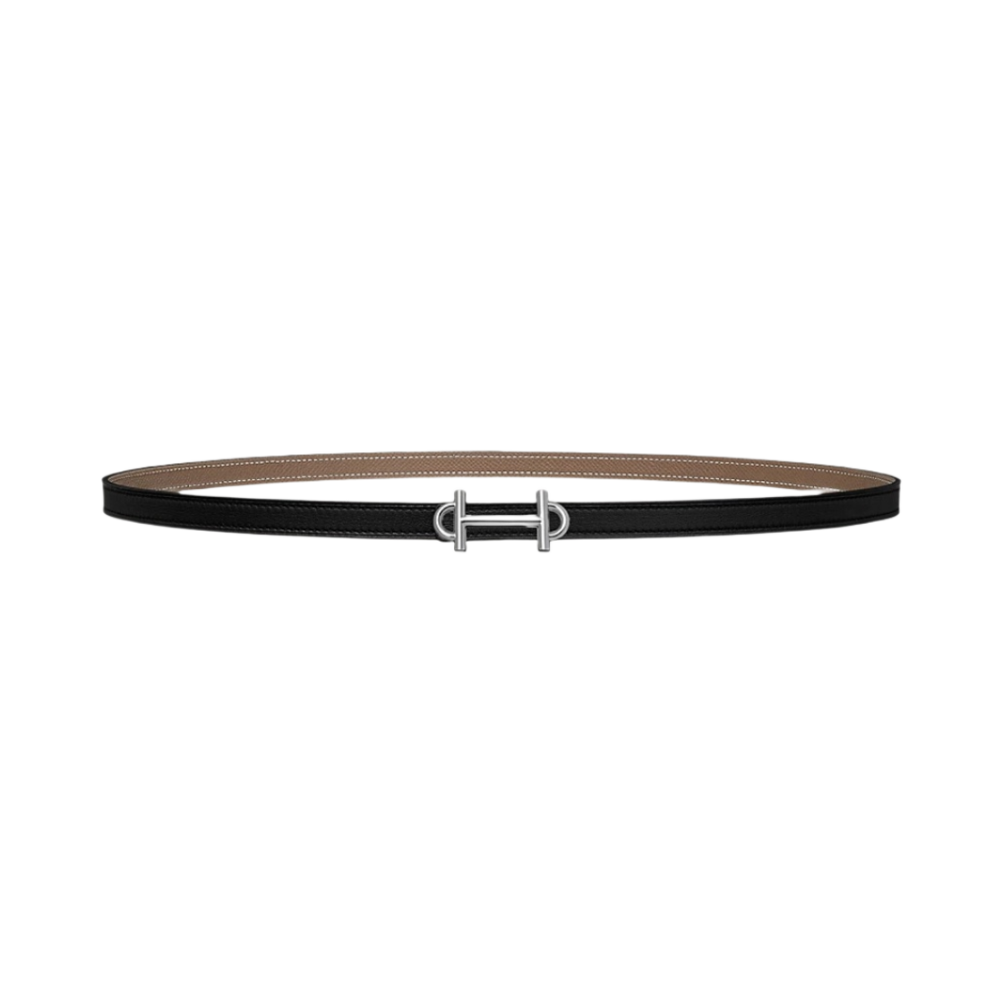(W) 에르메스 감마 벨트 버클 & 리버서블 가죽 스트랩 13mm & 실버 누아 에뚜쁘((W) Hermes Gamma Belt Buckle & Reversible Leather Strap 13mm & Silver Noir Etoupe) - 1
