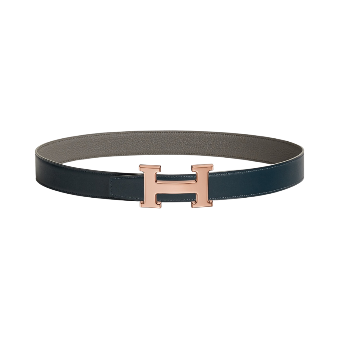 에르메스 H 벨트 버클 & 리버서블 가죽 스트랩 32mm & 핑크 골드 블루 마린 그리 에땅(Hermes H Belt Buckle & Reversible Leather Strap 32mm & Pink Gold Bleu Marine Gris Etain) - 1